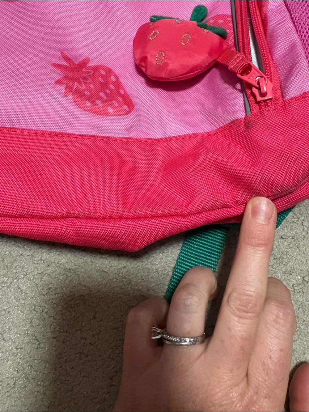 Kids Strawberry Print Pink Backpack - Picture 7 of 7